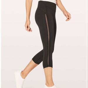 Lululemon Wunder Under Crop Hi Rise Awaken Full-on  21" Leggings Black Sz 4